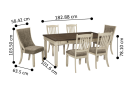 Watsonia Rectangular Dining Table with 4 Wooden Chairs + 2 Fabric Chairs