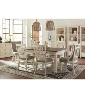 Watsonia Rectangular Dining Table Set with 4 Wooden Chairs + 2 Fabric Chairs