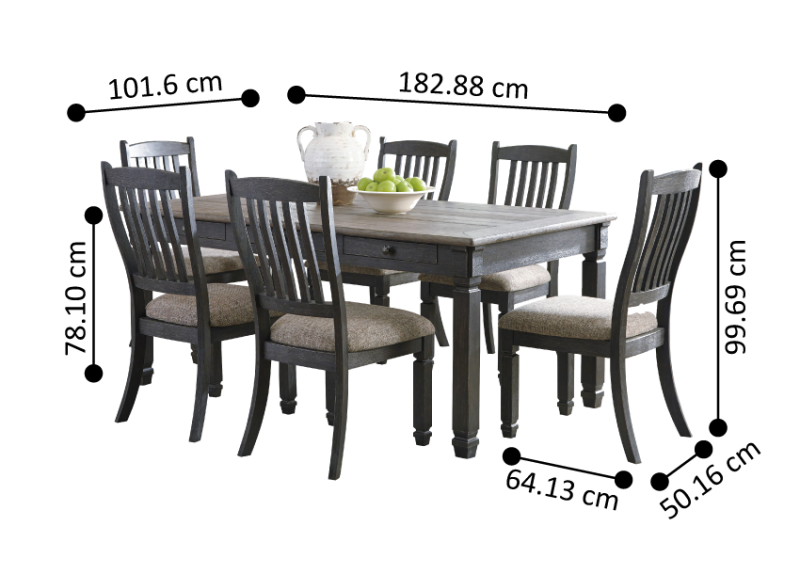 Tracy Rectangular Dining Table Set with 6 Wooden Chairs