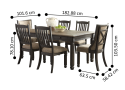 Tracy Rectangular Dining Table Set with 4 Wooden Chairs + 2 Fabric Chairs