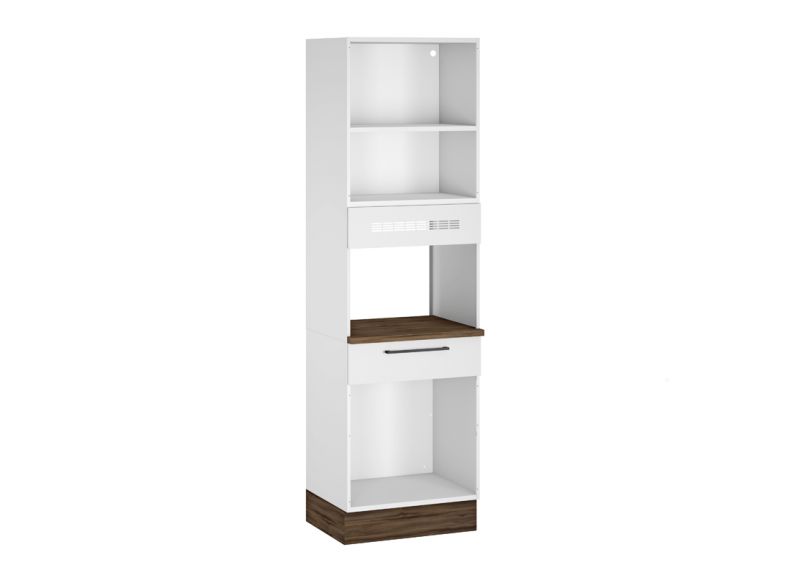 Steel Pantry kitchen cupboard with storage and 2 doors and wooden drawer - Exclusive White Flatpack DIY