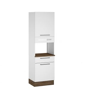 Steel Pantry kitchen cupboard with storage and 2 doors and wooden drawer - Exclusive White Flatpack DIY