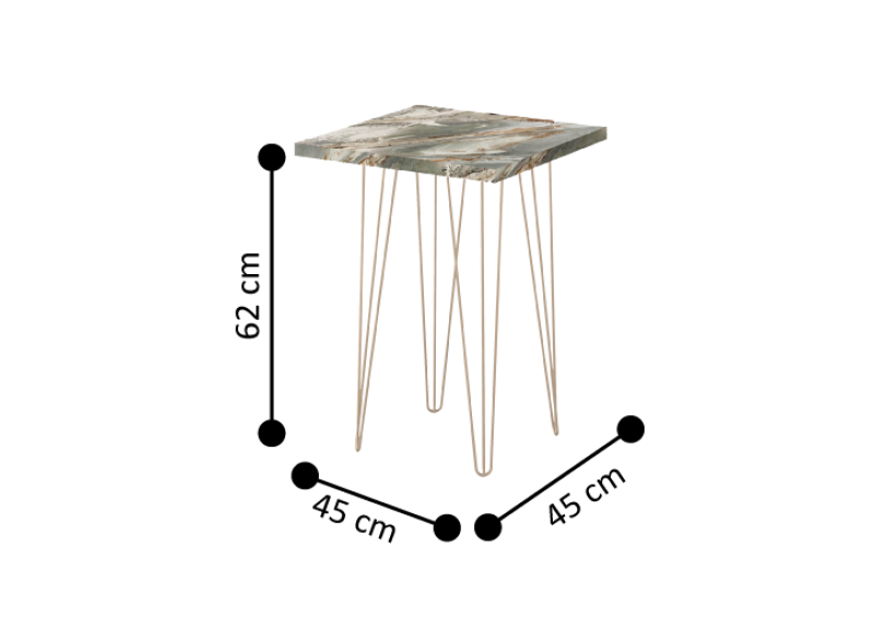 Eltham Side Table with Wooden Top Marble Stone Effect and Chrome Legs - 62 cm Height - Floor Stock