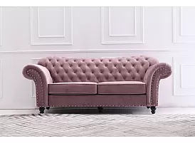 St Kilda Chesterfield Style Fabric 3 Seater Lounge Suite - Floor Stock