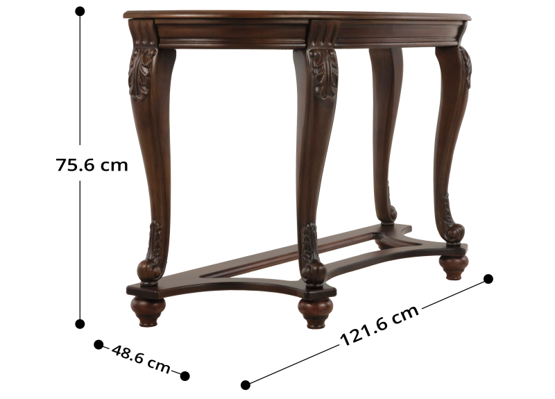 Brookfield Semicircular Wooden Glass Top Hallway Console Table