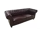 Francis Chesterfield Style Leather 3 Seater Sofa - Floor Stock