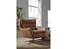 Swivel Armchair in Brown Faux Leather - Reservoir