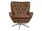 Swivel Armchair in Brown Faux Leather - Reservoir