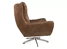 Swivel Armchair in Brown Faux Leather - Reservoir