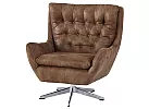 Swivel Armchair in Brown Faux Leather - Reservoir