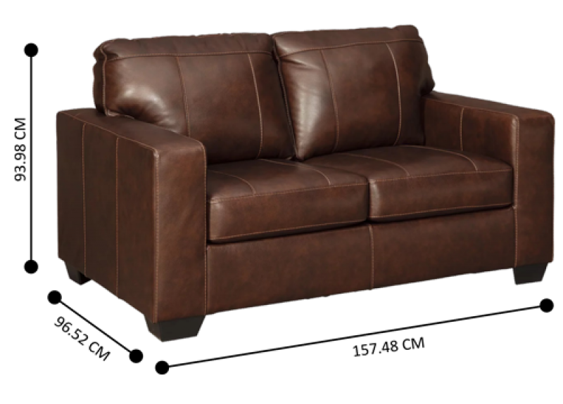 Genuine Leather 2 Seater Brown Sofa - Coburg