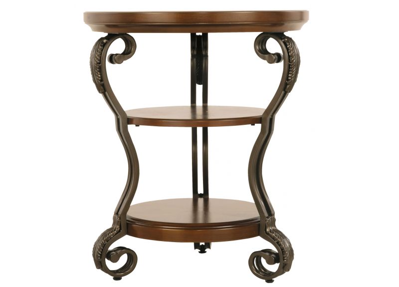 Preston Round Wood Side Table with Metal Legs