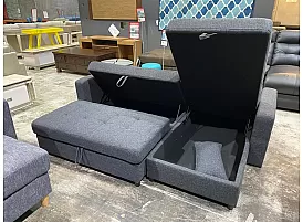 Reversible Sofa Bed with Storage Chaise and Ottoman - Prahran 3 Seater Fabric