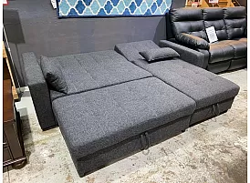 Reversible Sofa Bed with Storage Chaise and Ottoman - Prahran 3 Seater Fabric