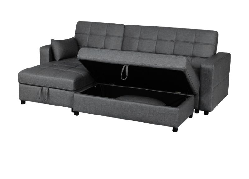 Prahran 3 Seater Fabric Sofa Bed With, Leather Chaise Sofa Bed