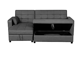 Reversible Sofa Bed with Storage Chaise and Ottoman - Prahran 3 Seater Fabric