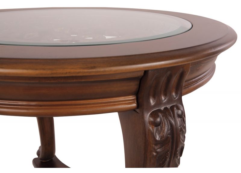 Brookfield Round Wooden Glass Top Side, Round Wooden Side Table With Glass Top