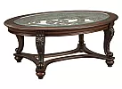 Brookfield Oval Wooden Glass Top Coffee Table