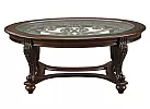 Brookfield Oval Wooden Glass Top Coffee Table