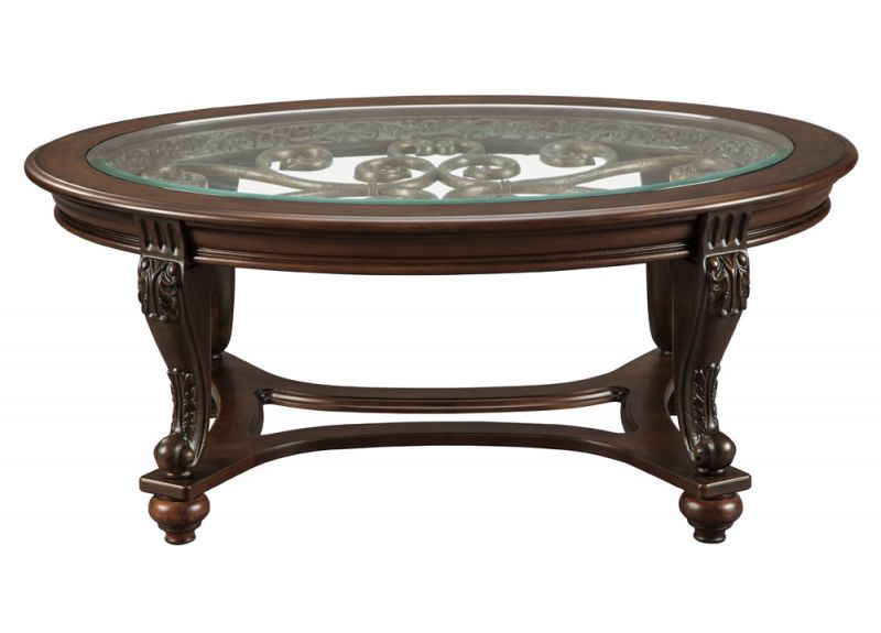 Brookfield Oval Wooden Glass Top Coffee Table