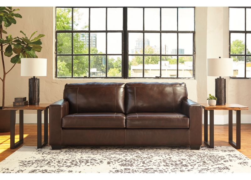 Coburg 3 Seater Brown Leather Sofa Bed, Genuine Leather Sleeper Sofa