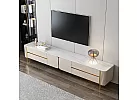 Artificial Marble Top Entertainment Unit with Storages and Gold Stainless Steel Legs for 75 Inch - Ramsay