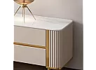 Artificial Marble Top Entertainment Unit with Storages and Gold Stainless Steel Legs for 75 Inch - Ramsay