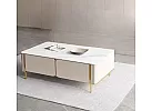 Rectangle Artificial Marble Coffee Table with 4 Drawers and Gold Stainless Steel Legs - Ramsay