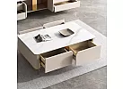 Rectangle Artificial Marble Coffee Table with 4 Drawers and Gold Stainless Steel Legs - Ramsay