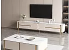 Artificial Marble Top Entertainment Unit with Storages and Gold Stainless Steel Legs for 75 Inch - Ramsay