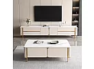 Rectangle Artificial Marble Coffee Table with 4 Drawers and Gold Stainless Steel Legs - Ramsay