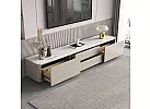 Artificial Marble Top Entertainment Unit with Storages and Stainless Steel Legs for 75 Inch - Sheffield