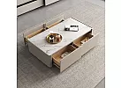 Rectangle Artificial Marble Coffee Table with 4 Drawers and Stainless Steel Legs - Sheffield