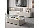 Rectangle Artificial Marble Coffee Table with 4 Drawers and Stainless Steel Legs - Sheffield