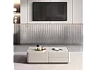 Rectangle Artificial Marble Coffee Table with 4 Drawers and Stainless Steel Legs - Sheffield