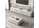 Rectangle Artificial Marble Coffee Table with 4 Drawers and Stainless Steel Legs - Sheffield