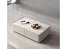 Rectangle Artificial Marble Coffee Table with 4 Drawers and Stainless Steel Legs - Sheffield