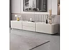 Artificial Marble Top Entertainment Unit with Storages and Stainless Steel Legs for 75 Inch - Sheffield