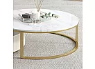 Set of 2 Round Artificial Marble Coffee Table with Gold Stainless Steel - Ingleburn