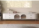 Curved Artificial Marble Top Entertainment Unit with Glass Doors and 4 Drawers for 75 Inch - Ingleburn