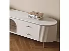 Curved Artificial Marble Top Entertainment Unit with Glass Doors and 4 Drawers for 75 Inch - Ingleburn