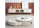 Curved Artificial Marble Top Entertainment Unit with Glass Doors and 4 Drawers for 75 Inch - Ingleburn