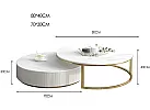 Set of 2 Round Artificial Marble Coffee Table with Gold Stainless Steel - Ingleburn