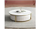 Set of 2 Round Artificial Marble Coffee Table with Gold Stainless Steel - Ingleburn