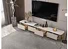 Artificial Marble Top Entertainment Unit with 4 Drawers and Golden Stainless Steel Leg for 75 Inch - Kaniva