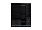 Black/ White Sliding 2 Door and 5 Drawers Modular Wardrobe - Milton