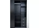 Black/ White Sliding 2 Door and 5 Drawers Modular Wardrobe - Milton