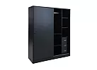 Black/ White Sliding 2 Door and 5 Drawers Modular Wardrobe - Milton