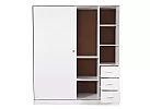 Black/ White Sliding 2 Door and 5 Drawers Modular Wardrobe - Milton