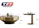 Gold Shade Round Marble Top Coffee Table and Tempered Glass Top Side Table with Stainless Steel Legs - Evelyn